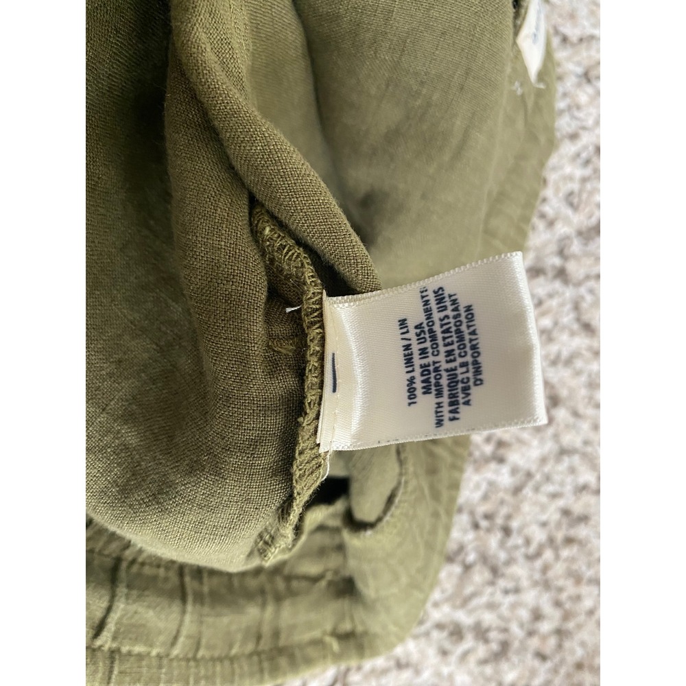 Cloth & Stone Womens Small Olive Green Linen Blend Roll Tab Drawstring Pants - Picture 9 of 10